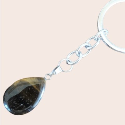 Porte Clés Goutte en Oeil de Tigre marron – Image 2