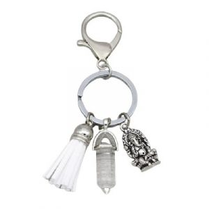 Porte Clés Ganesh Prisme Chakra en Cristal blanc