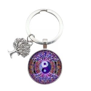 Porte Clés Arbre de Vie Yin Yang rose