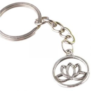 Porte Clés Fleurs de Lotus argenté