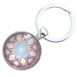 Porte Clés Sun Yantra Mandala rose