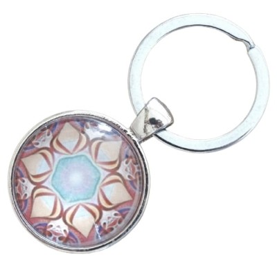 Porte Clés Sun Yantra Mandala rose