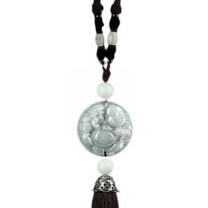 Suspension Bouddha Riant en Jade blanc
