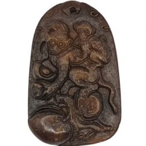 Suspension Pendentif Singe Charmeur en Jade brun