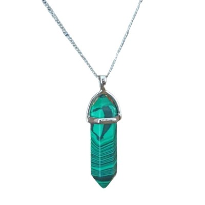 Collier Pendentif Prisme Chakra en Malachite – Image 3