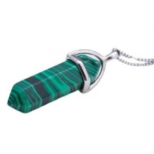 Collier Pendentif Prisme Chakra en Malachite