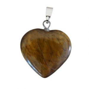 Pendentif Coeur en Oeil de Tigre marron