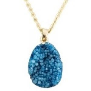 Collier Pendentif Géode en Agate bleue