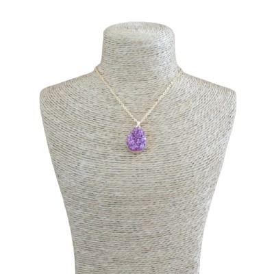 Collier Pendentif Géode en Agate rose – Image 2