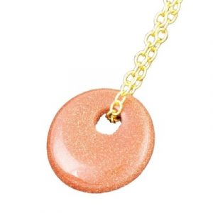 Collier Pendentif Donut en Pierre de Sable marron