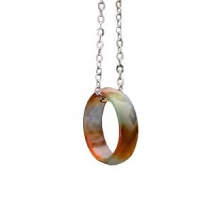 Collier Pendentif Anneau en Agate orange