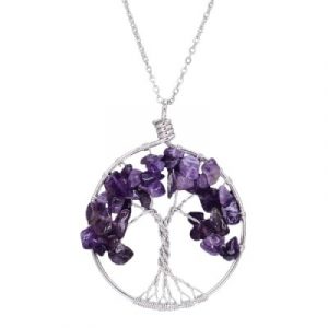 Collier Pendentif Arbre de Vie en Améthyste