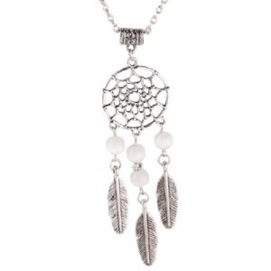 Collier Pendentif Attrape Rêves Perles blanches