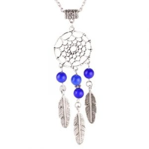 Collier Pendentif Attrape Rêves Perles bleues