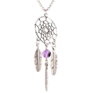 Collier Attrape Rêves Perle Anti Mauvais Oeil violette