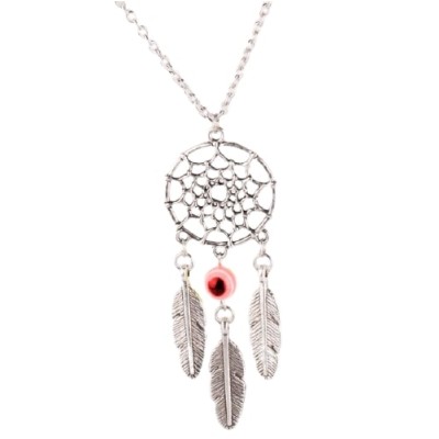 Collier Attrape Rêves Perle Anti Mauvais Oeil rose foncée