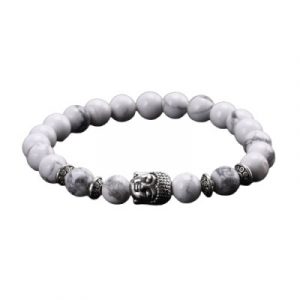 Bracelet Bouddha argenté en Howlite