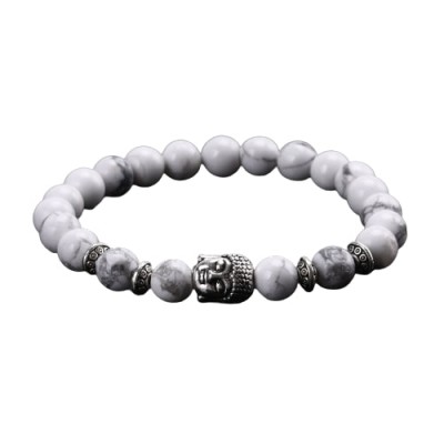 Bracelet Bouddha argenté en Howlite