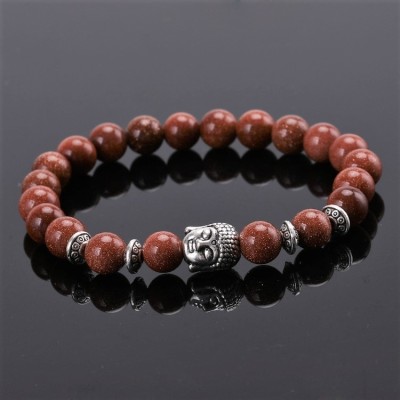Bracelet Bouddha en Pierre de Sable marron – Image 2