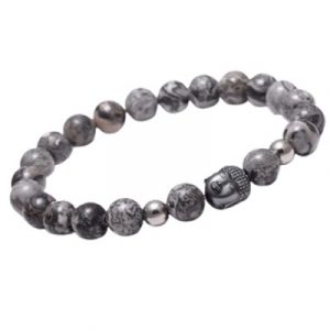 Bracelet Tête de Bouddha en Jaspe gris