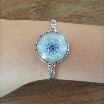 Bracelet Lakshmi Yantra Mandala bleu clair – Image 2