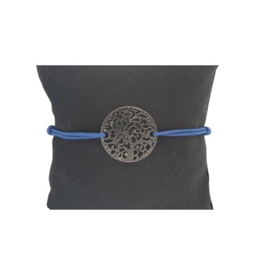 Bracelet bleu Arbre de Vie argenté – Image 2