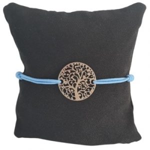 Bracelet bleu clair Arbre de Vie argenté