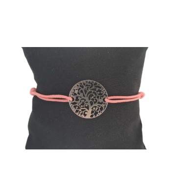 Bracelet rose foncé Arbre de Vie argenté – Image 2