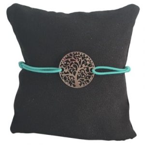 Bracelet vert Arbre de Vie argenté