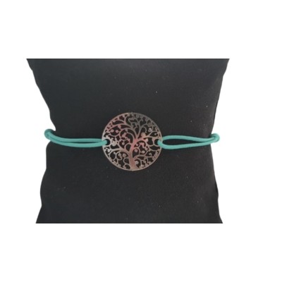 Bracelet vert Arbre de Vie argenté – Image 2