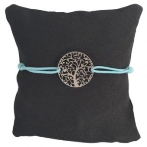 Bracelet vert lagon Arbre de Vie argenté