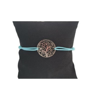 Bracelet vert lagon Arbre de Vie argenté – Image 2