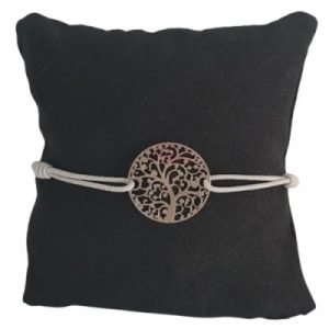 Bracelet gris Arbre de Vie argenté
