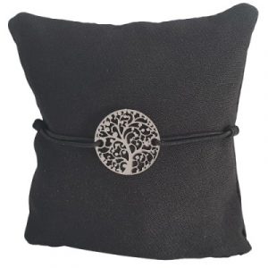 Bracelet noir Arbre de Vie argenté