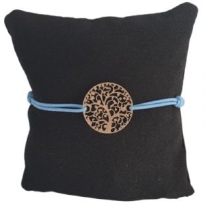 Bracelet bleu clair Arbre de Vie doré