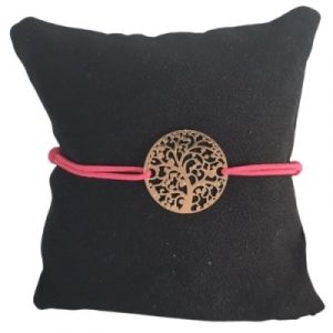 Bracelet fuschia Arbre de Vie doré