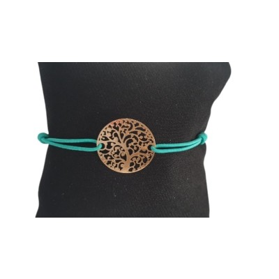 Bracelet vert Arbre de Vie doré – Image 2