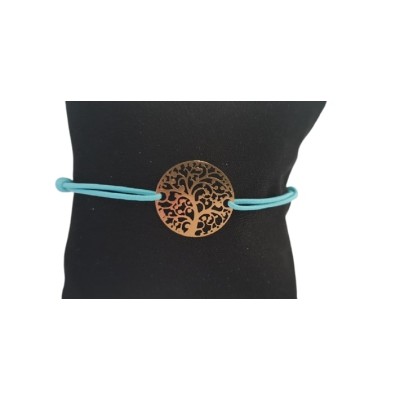 Bracelet vert lagon Arbre de Vie doré – Image 2