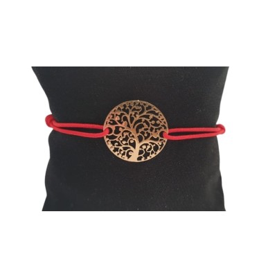 Bracelet rouge Arbre de Vie doré – Image 2