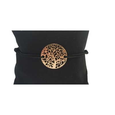 Bracelet noir Arbre de Vie doré – Image 2