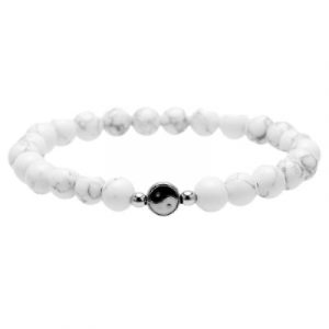 Bracelet Yin Yang Howlite blanche