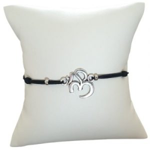 Bracelet noir Aum argenté