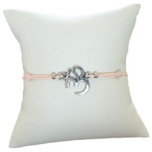Bracelet rose poudré Aum argenté