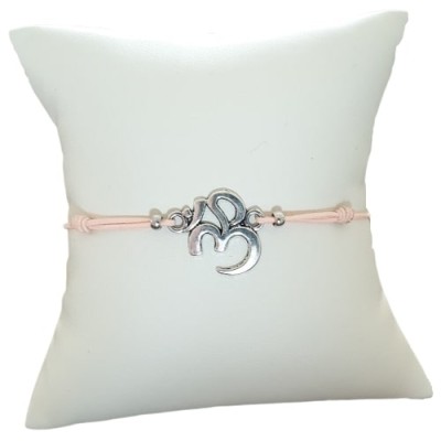 Bracelet rose poudré Aum argenté