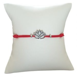Bracelet rouge Lotus argenté