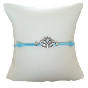 Bracelet bleu clair Lotus argenté