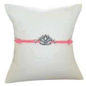 Bracelet rose foncé Lotus argenté