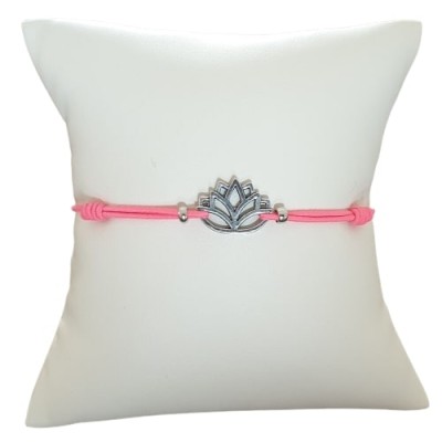 Bracelet rose foncé Lotus argenté