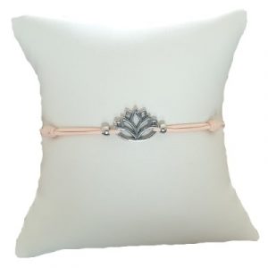 Bracelet rose poudré Lotus argenté