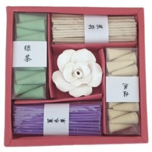 Coffret rouge, Encens, Brûle Encens Fleur de Lotus